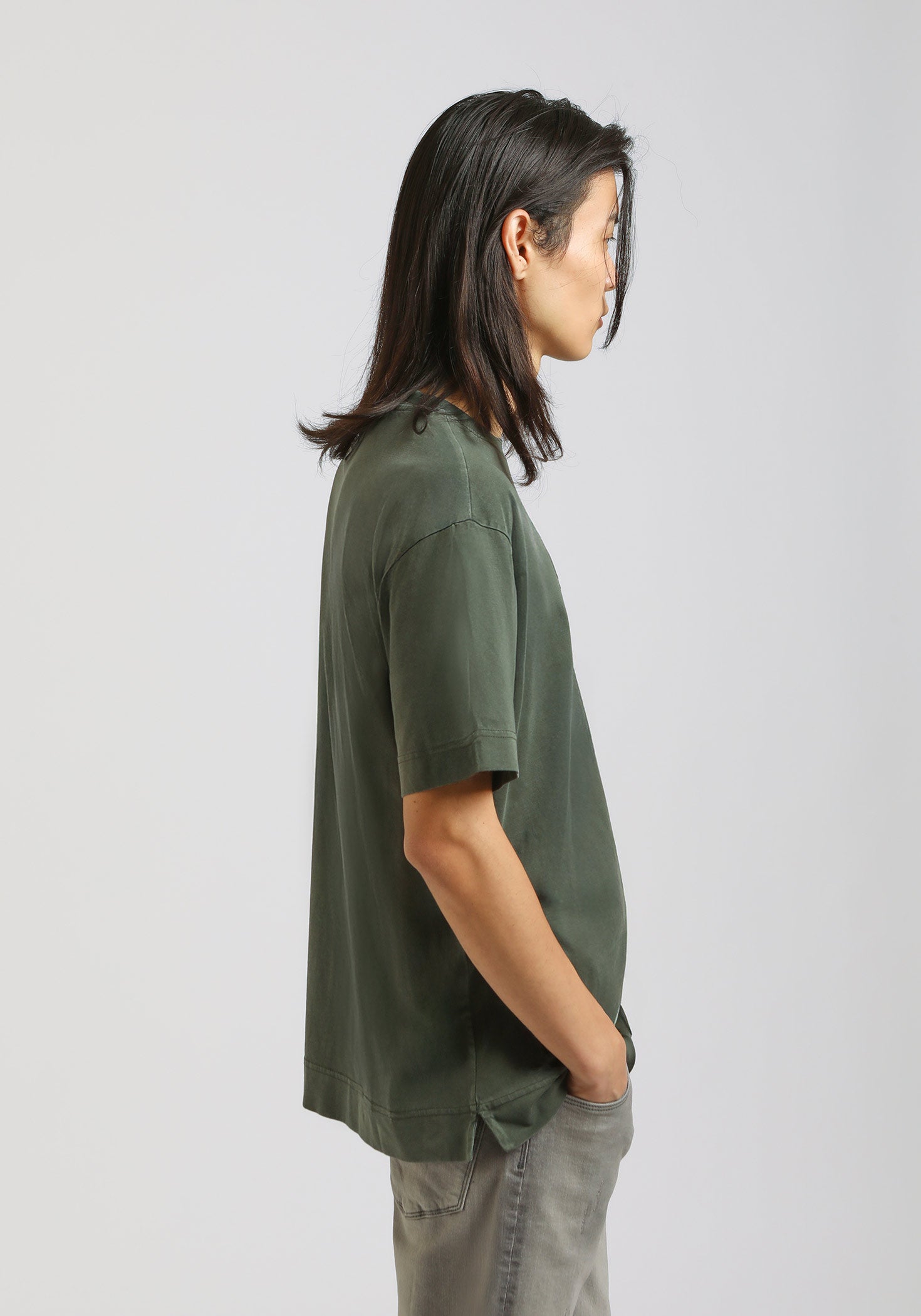 T-shirt effetto lavato con stampa|Colore:Verde bosco