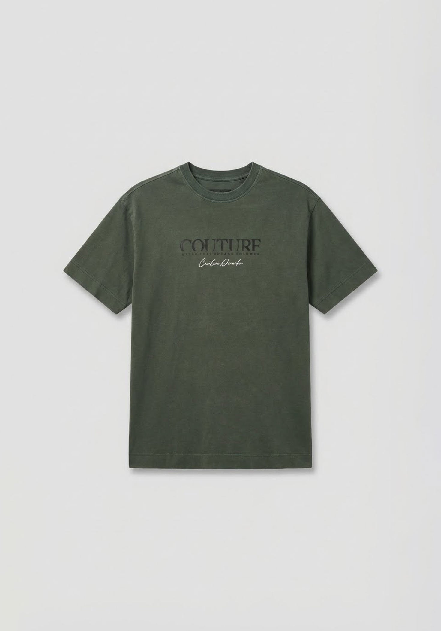 T-shirt effetto lavato con stampa|Colore:Verde bosco