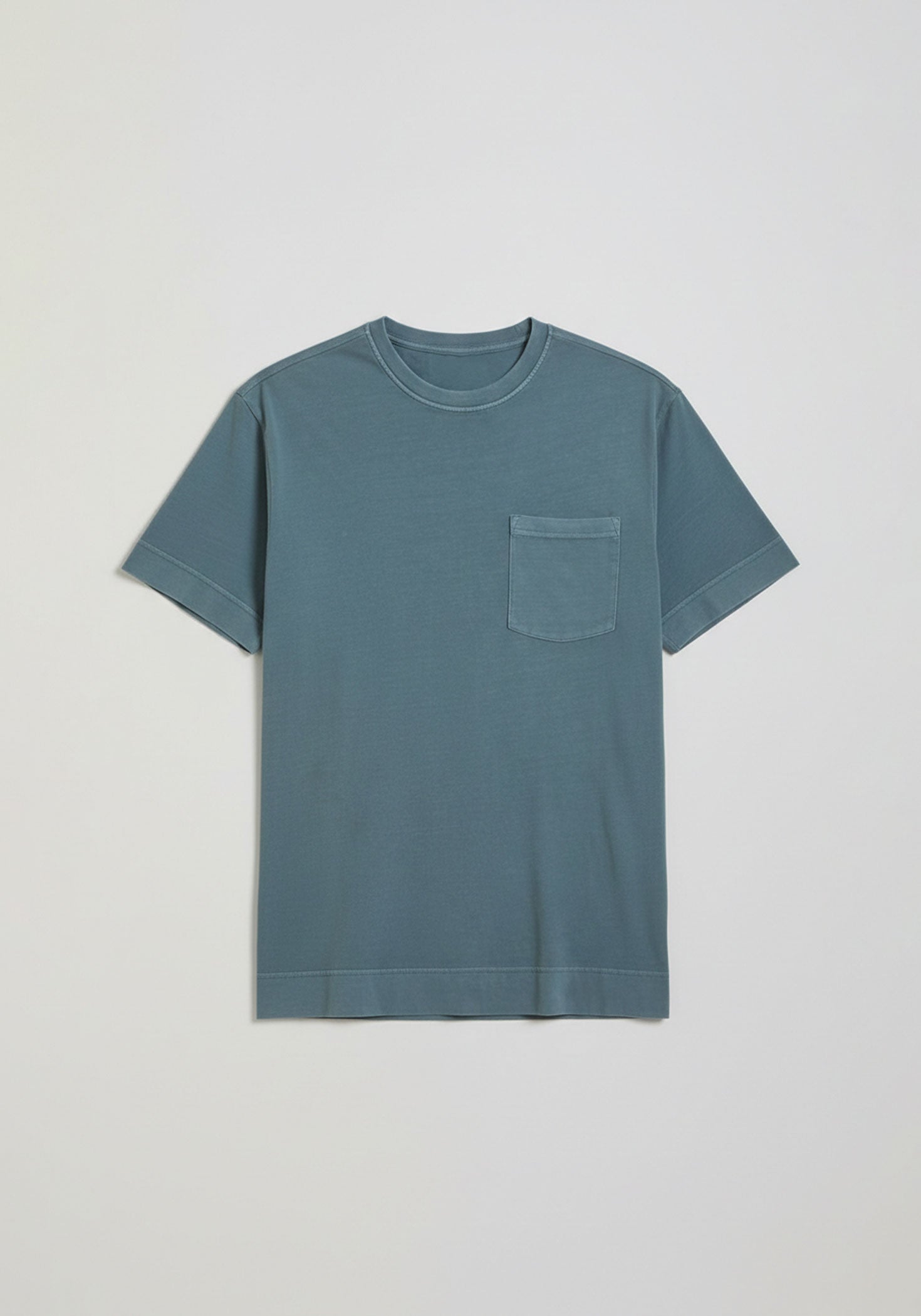 T-shirt effetto lavato con taschino|Colore:Ciano