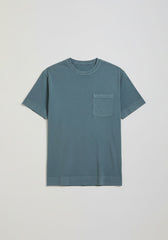 T-shirt effetto lavato con taschino|Colore:Ciano