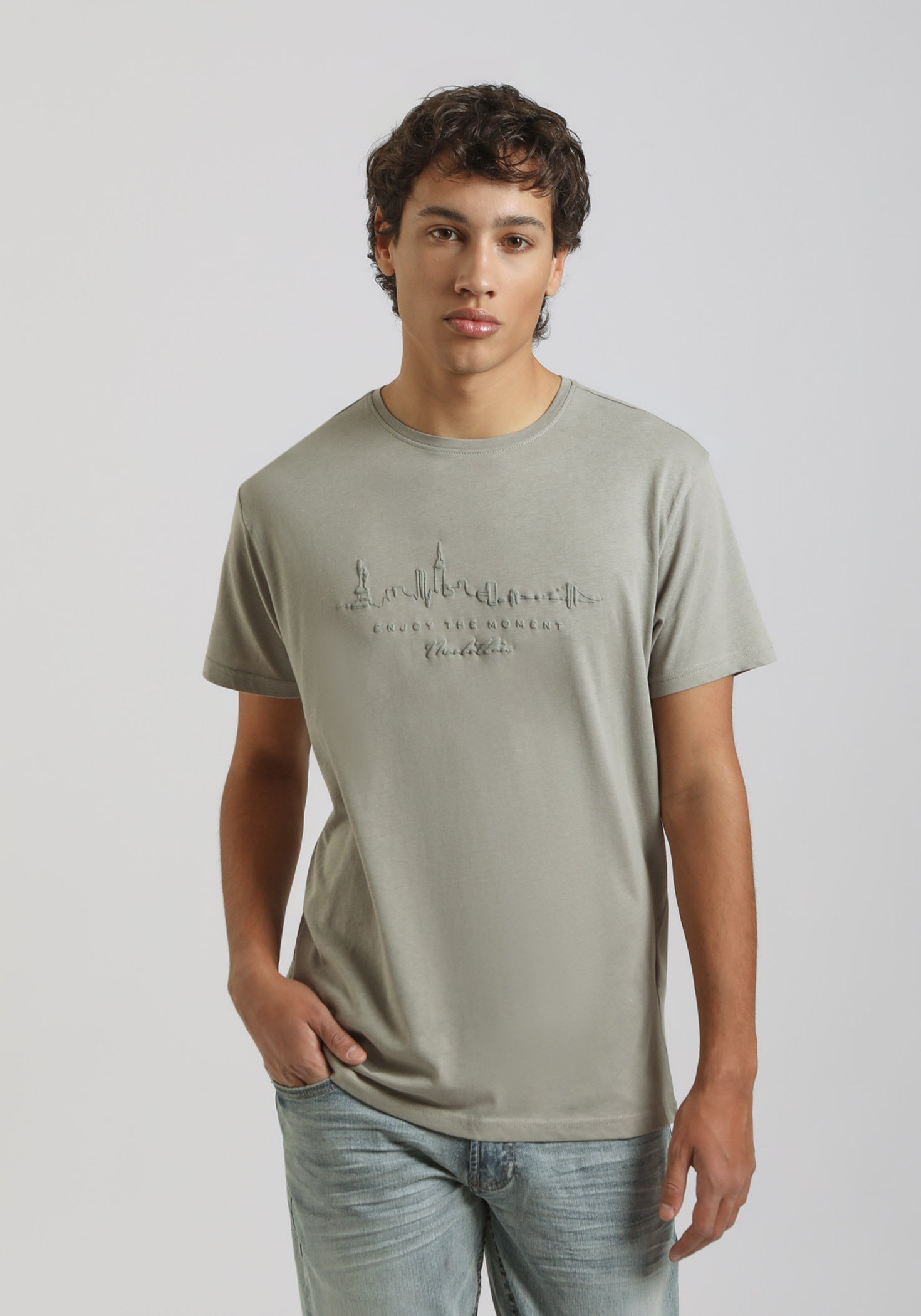 T-shirt con stampa|Colore:Grigio medio