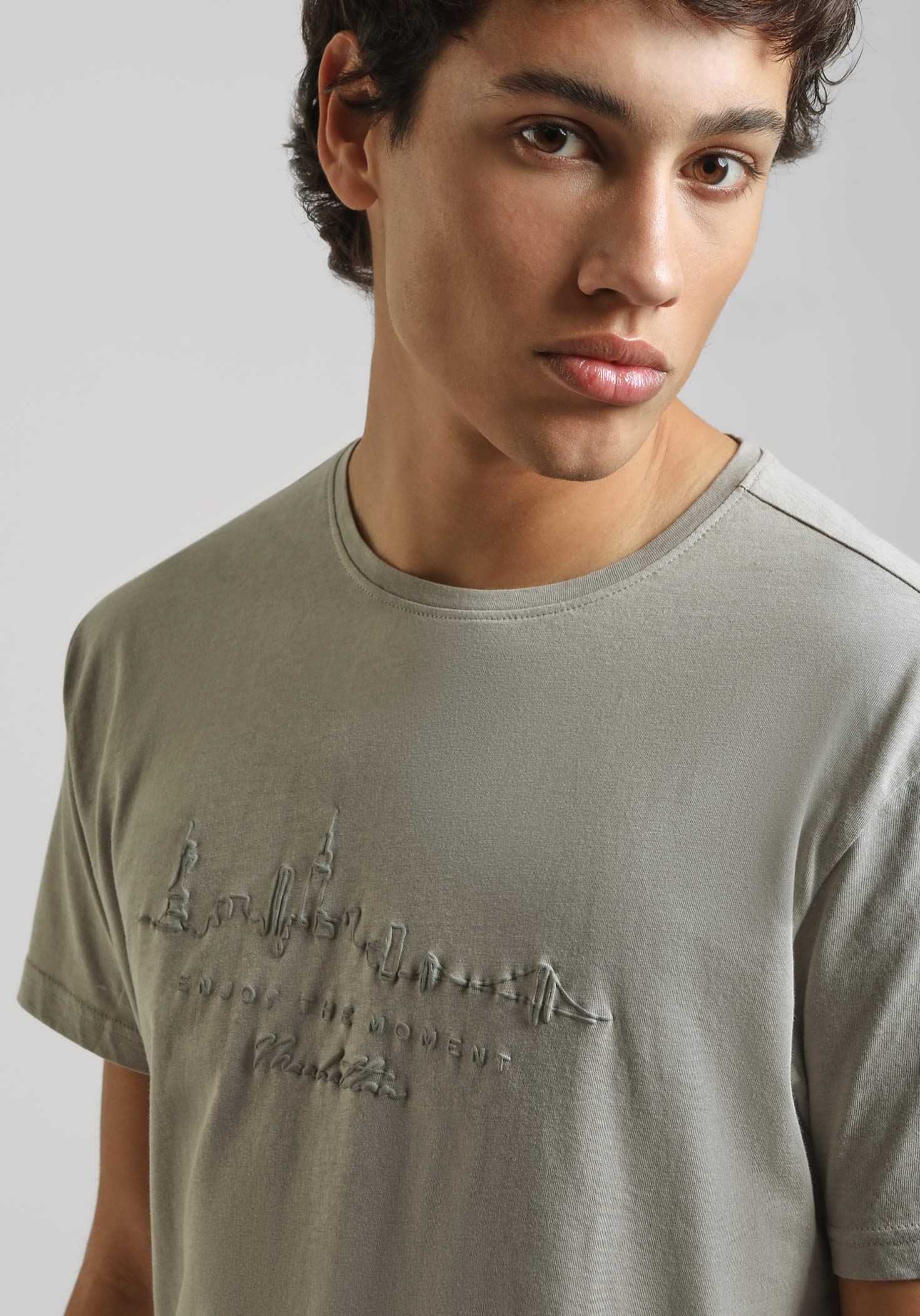 T-shirt con stampa|Colore:Grigio medio
