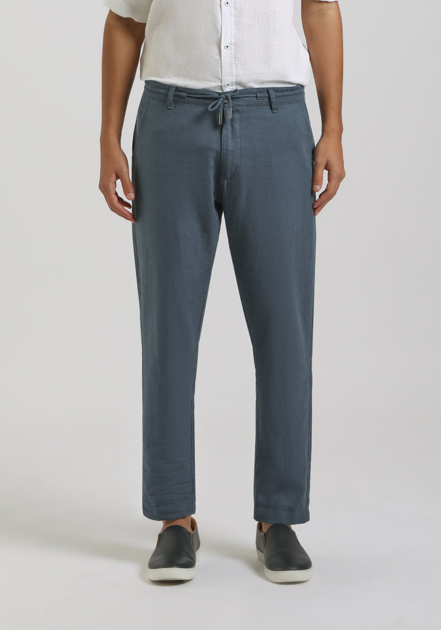 Pantaloni misto lino|Colore:Ciano
