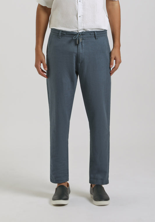 Pantaloni misto lino|Colore:Ciano