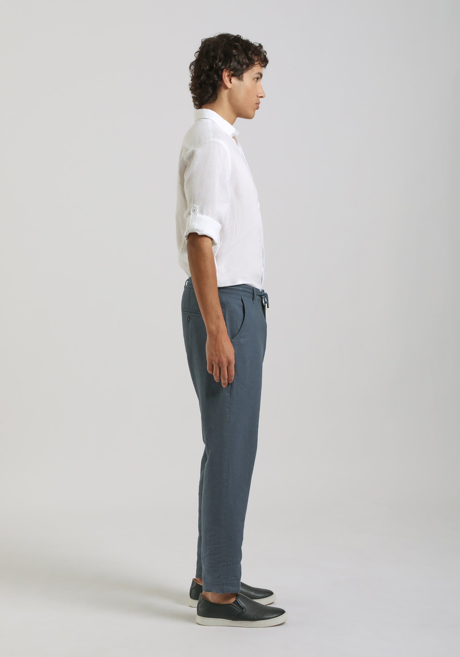 Pantaloni misto lino|Colore:Ciano