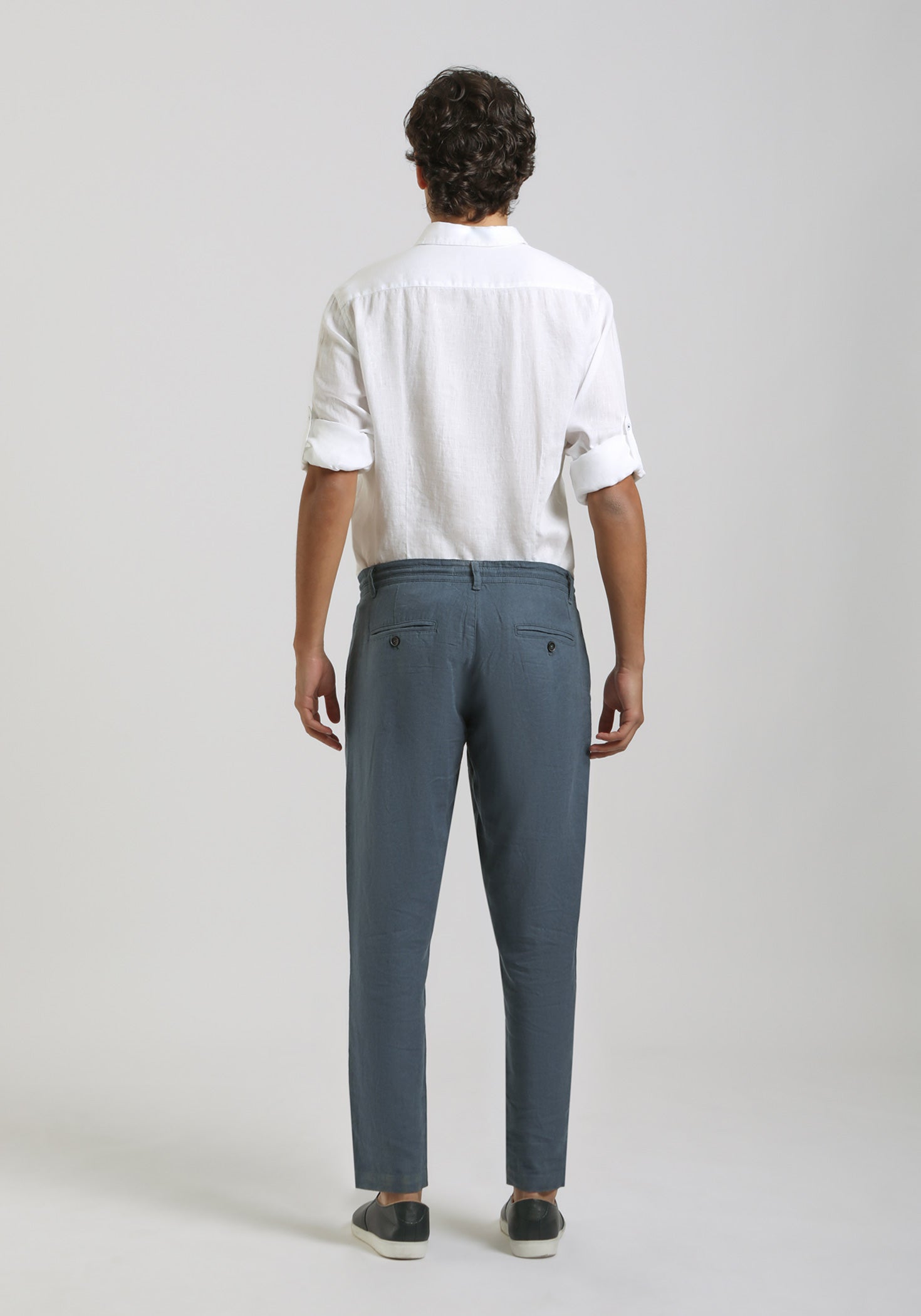 Pantaloni misto lino|Colore:Ciano