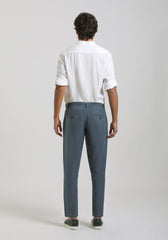 Pantaloni misto lino|Colore:Ciano