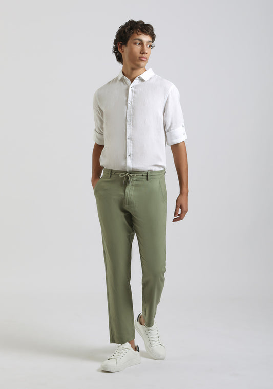 Pantaloni misto lino|Colore:Verde