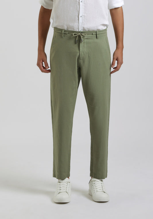 Pantaloni misto lino|Colore:Verde