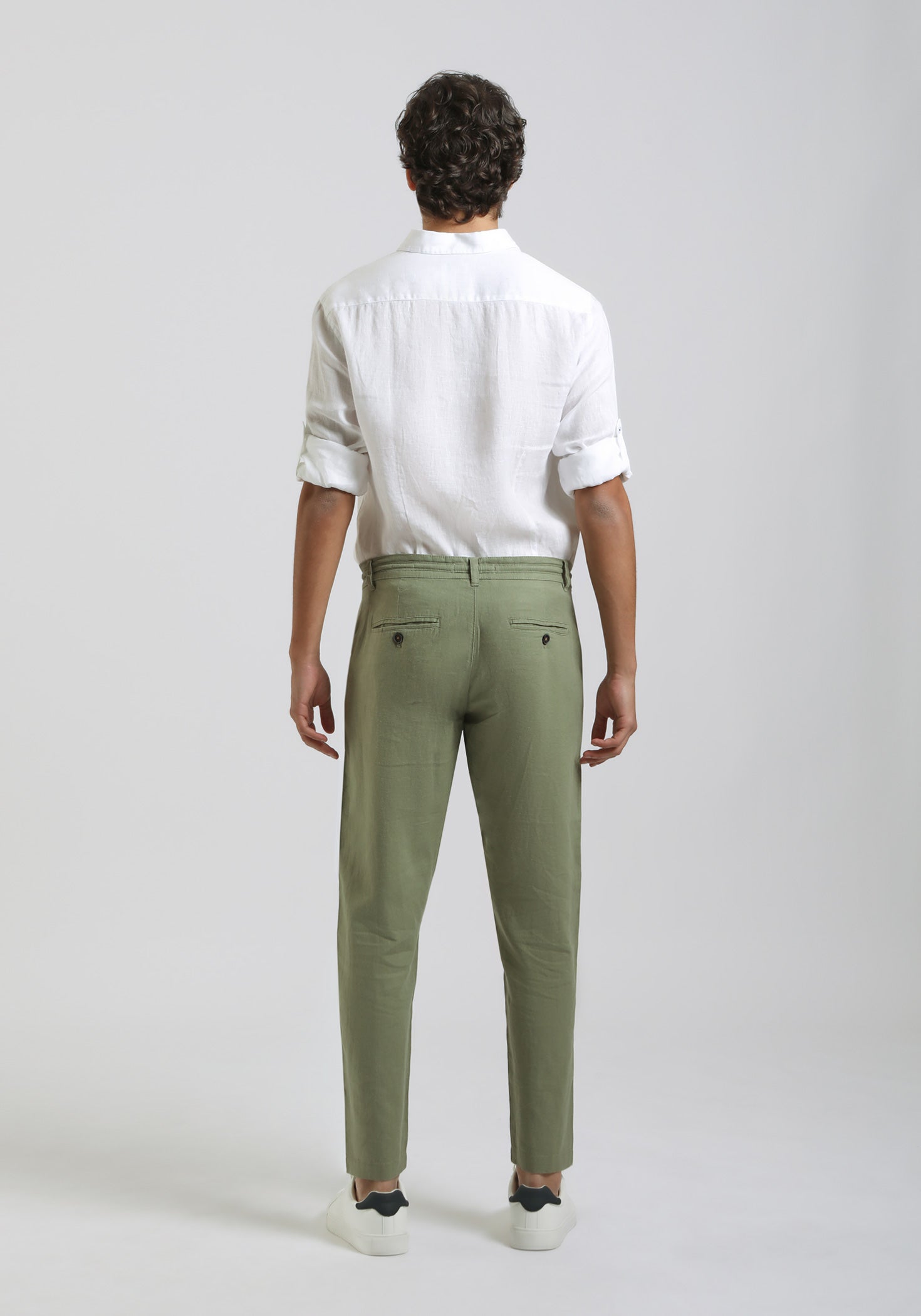 Pantaloni misto lino|Colore:Verde