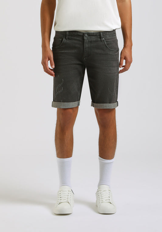 Bermuda di jeans nero slim fit|Colore:Jeans nero