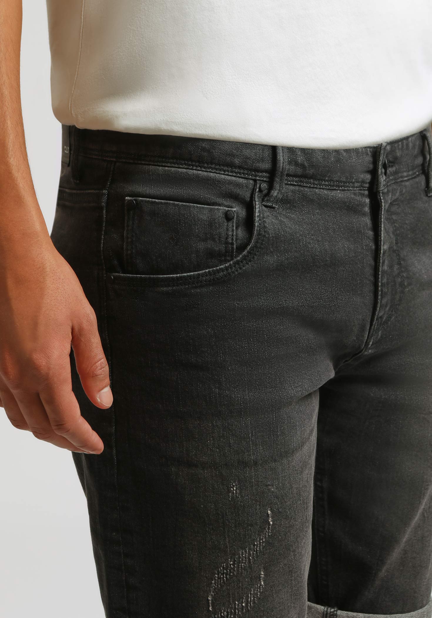 Bermuda di jeans nero slim fit|Colore:Jeans nero