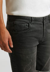 Bermuda di jeans nero slim fit|Colore:Jeans nero
