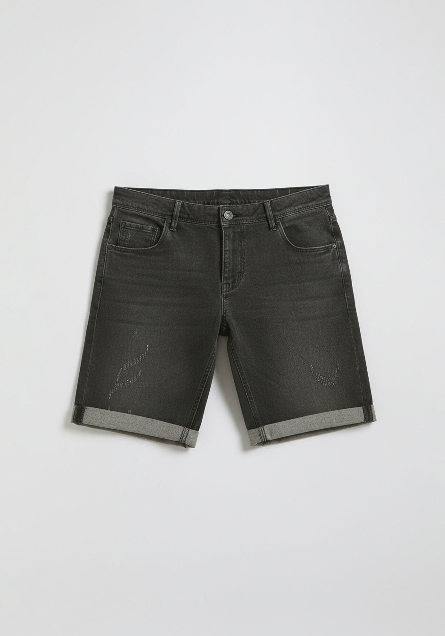 Bermuda di jeans nero slim fit|Colore:Jeans nero