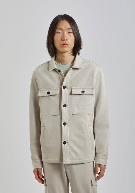 Giacca camicia effetto camoscio|Colore:Ghiaccio