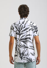 Camicia mezza manica in tessuto elastico con fantasia|Colore:Blue