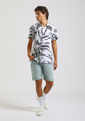 Camicia mezza manica in tessuto elastico con fantasia|Colore:Blue