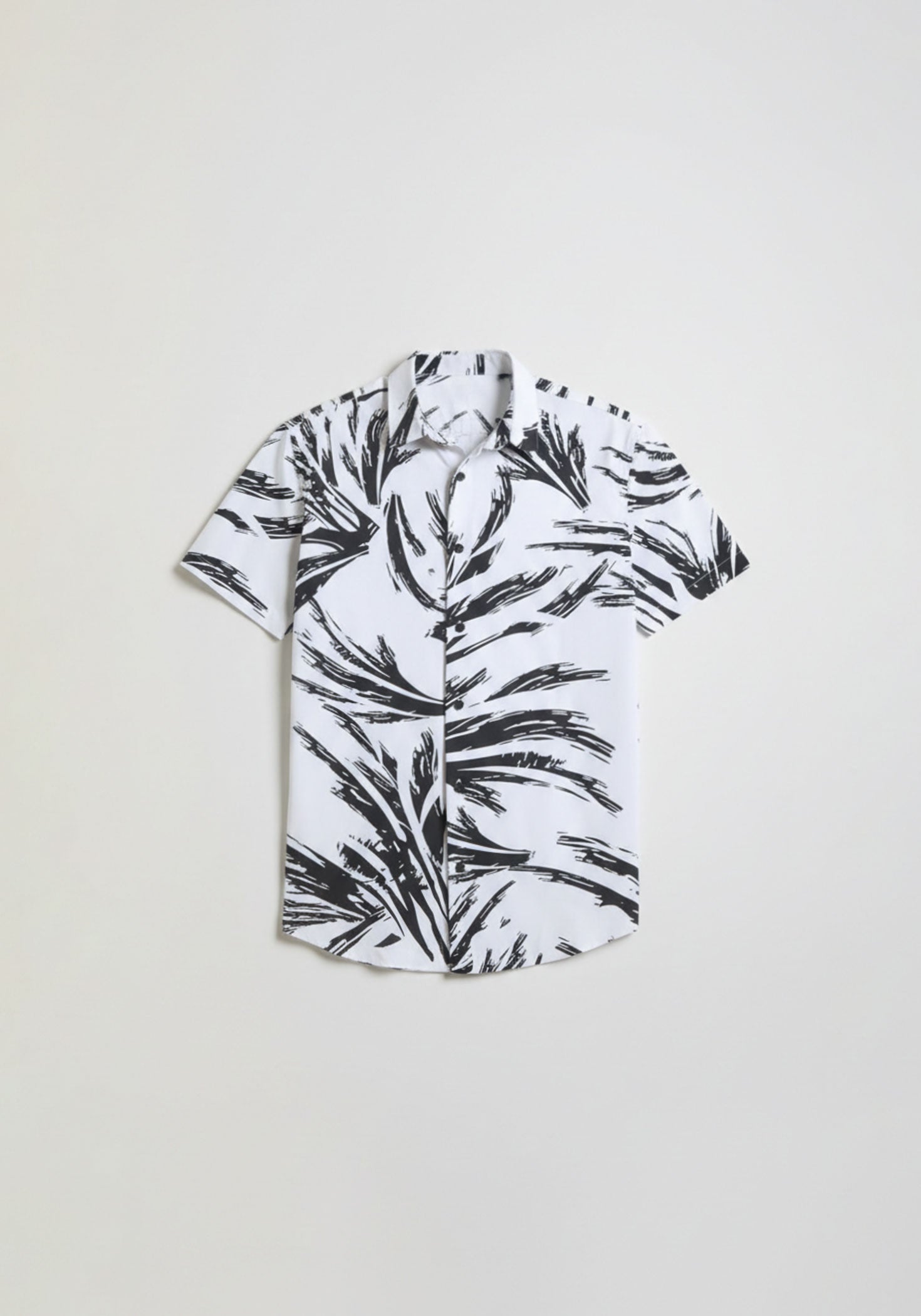 Camicia mezza manica in tessuto elastico con fantasia|Colore:Blue
