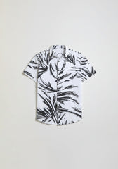 Camicia mezza manica in tessuto elastico con fantasia|Colore:Blue