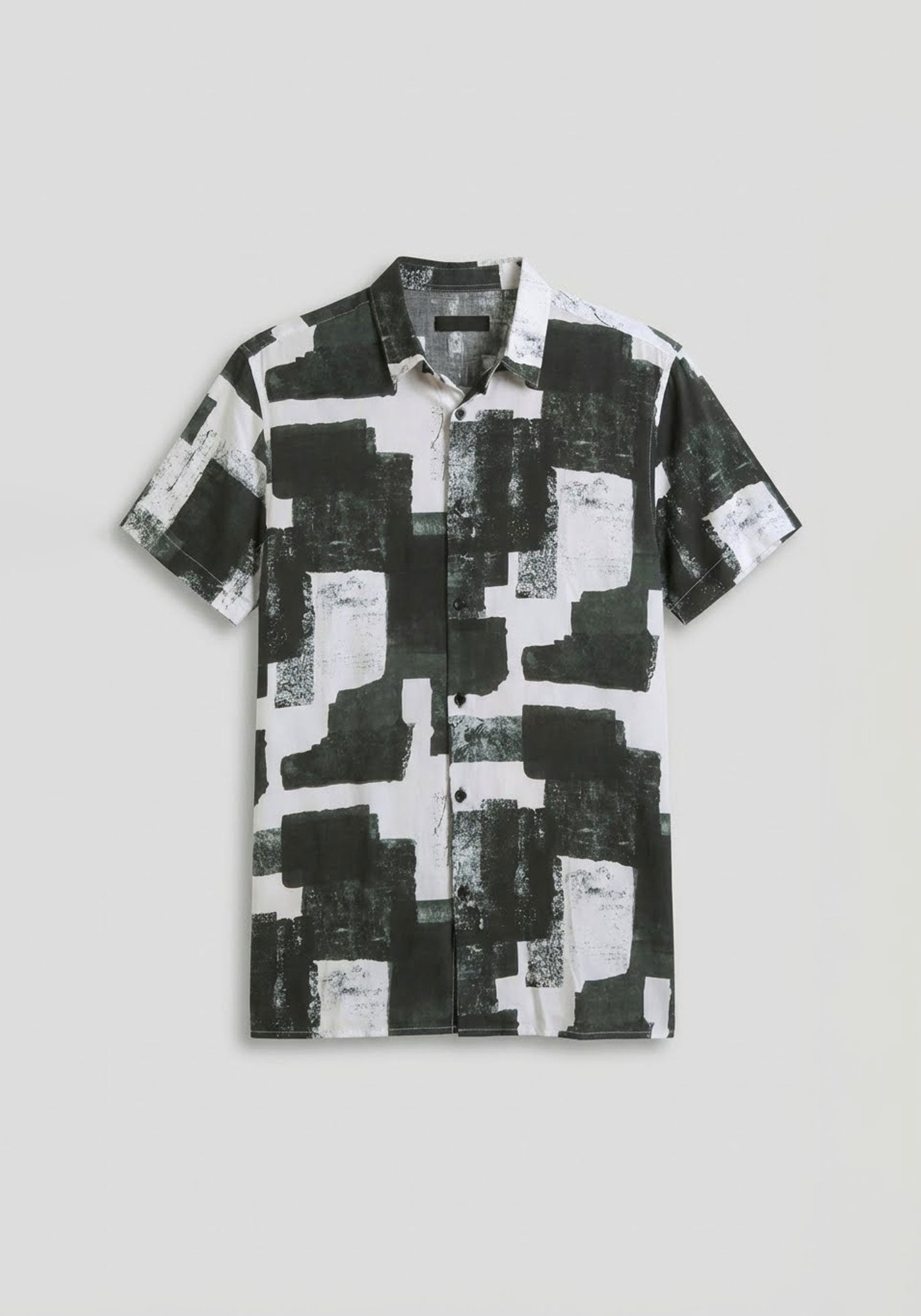 Camicia mezza manica fantasia 100% viscosa|Colore:Nero