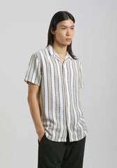 Camicia mezza manica a righe|Colore:Beige