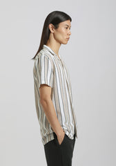 Camicia mezza manica a righe|Colore:Beige