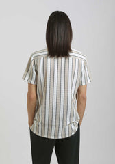 Camicia mezza manica a righe|Colore:Beige