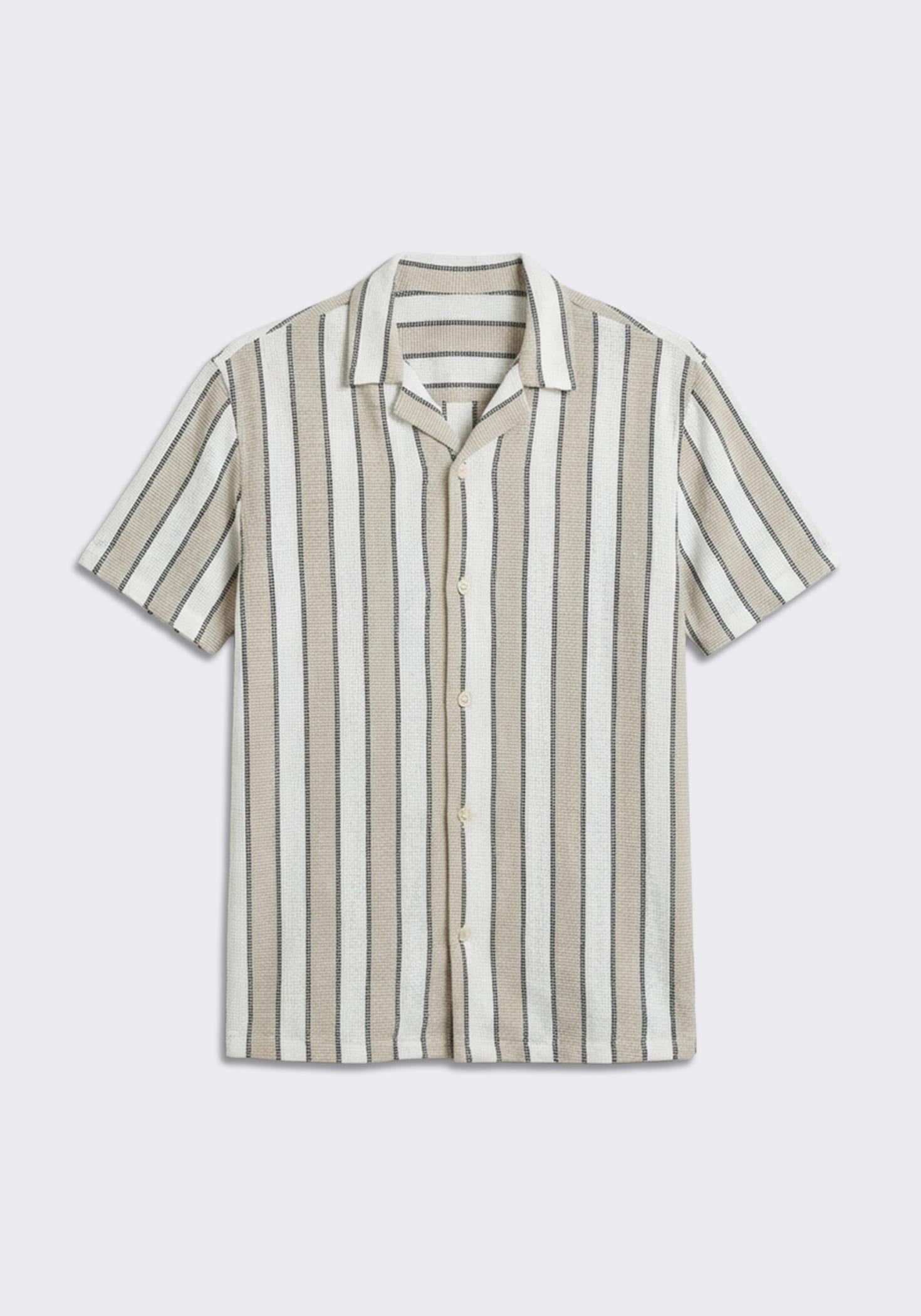 Camicia mezza manica a righe|Colore:Beige