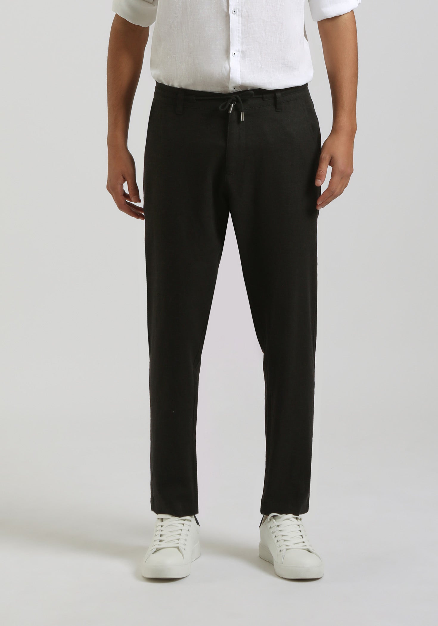 Pantaloni misto lino|Colore:Nero