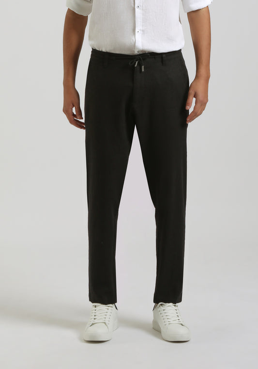 Pantaloni misto lino|Colore:Nero