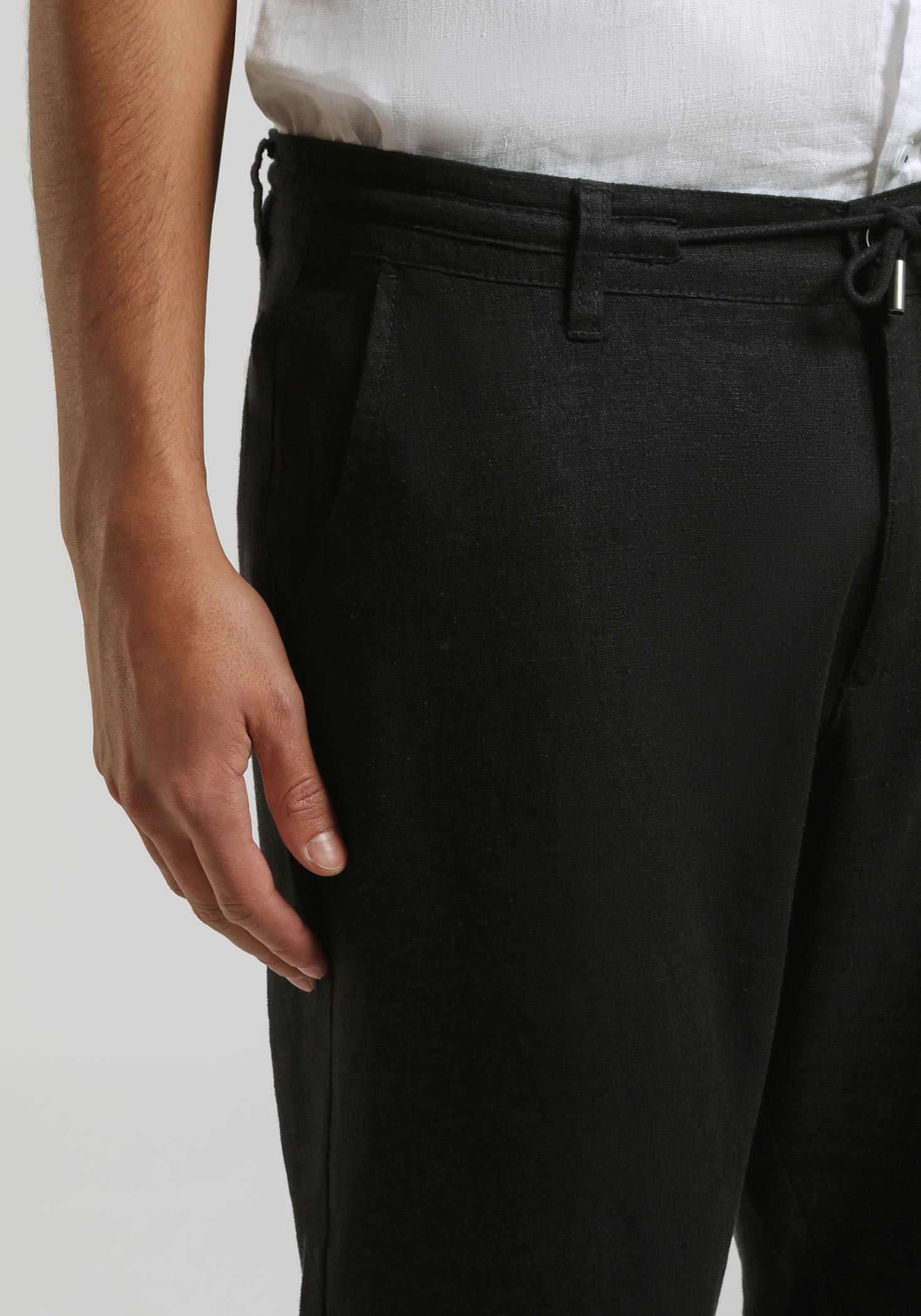 Pantaloni misto lino|Colore:Nero