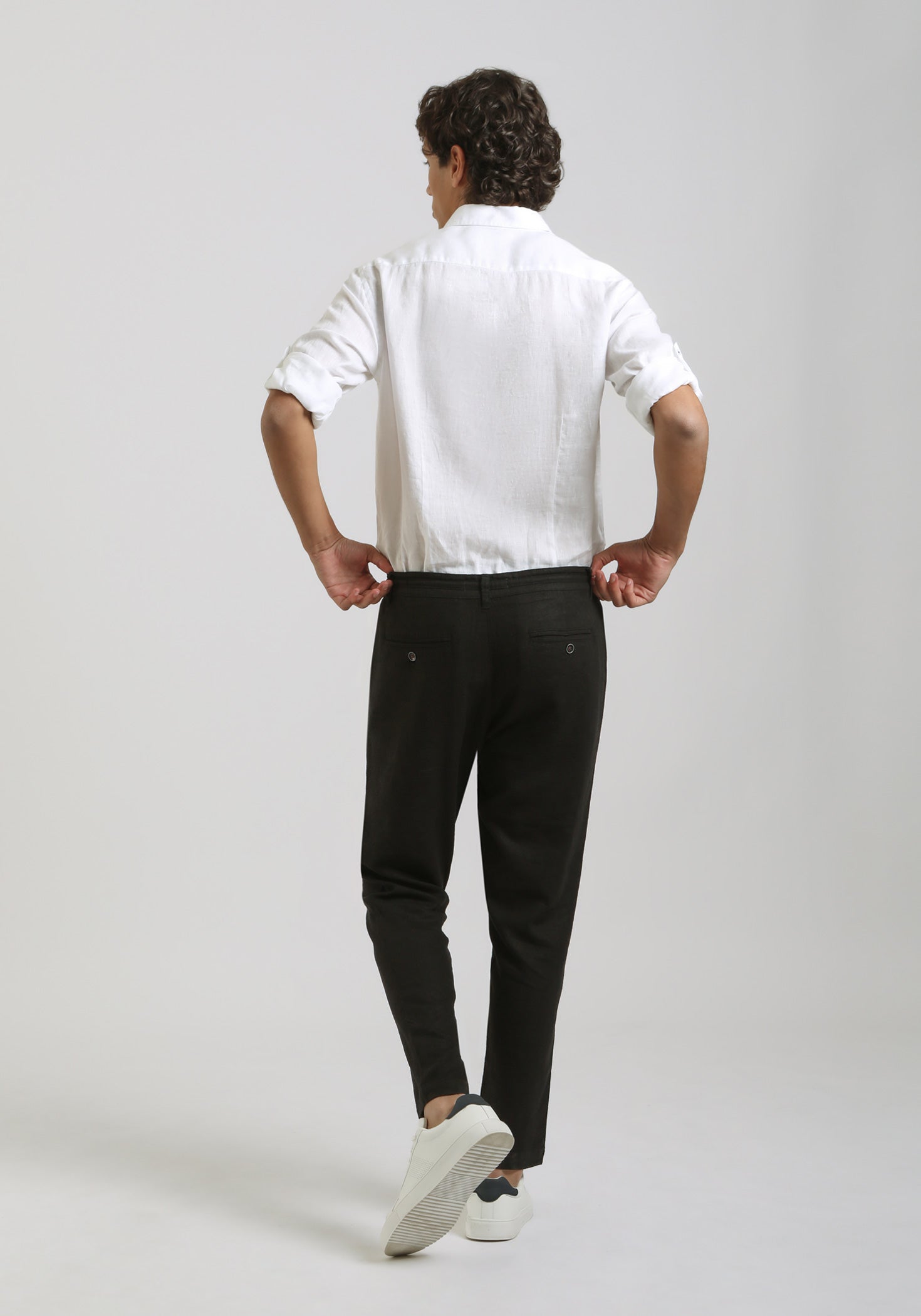Pantaloni misto lino|Colore:Nero