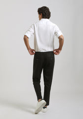 Pantaloni misto lino|Colore:Nero
