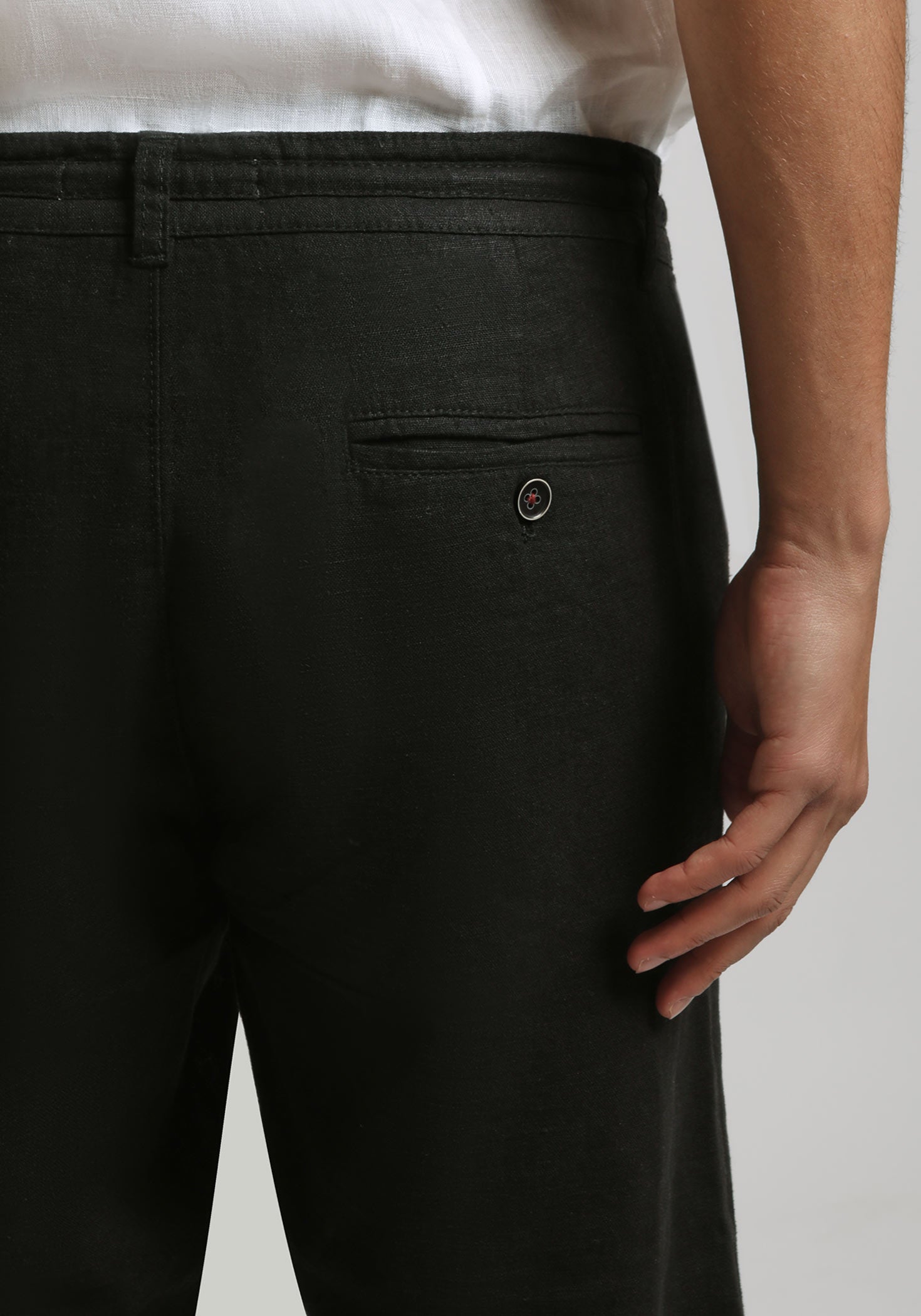 Pantaloni misto lino|Colore:Nero