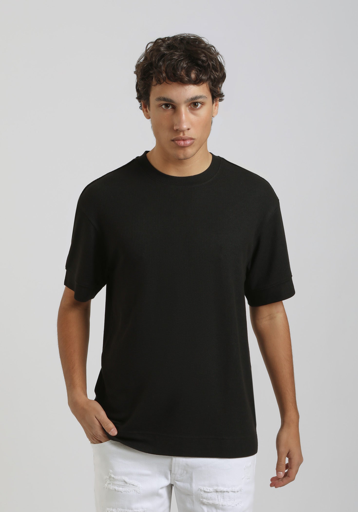 T-shirt strutturata|Colore:Nero