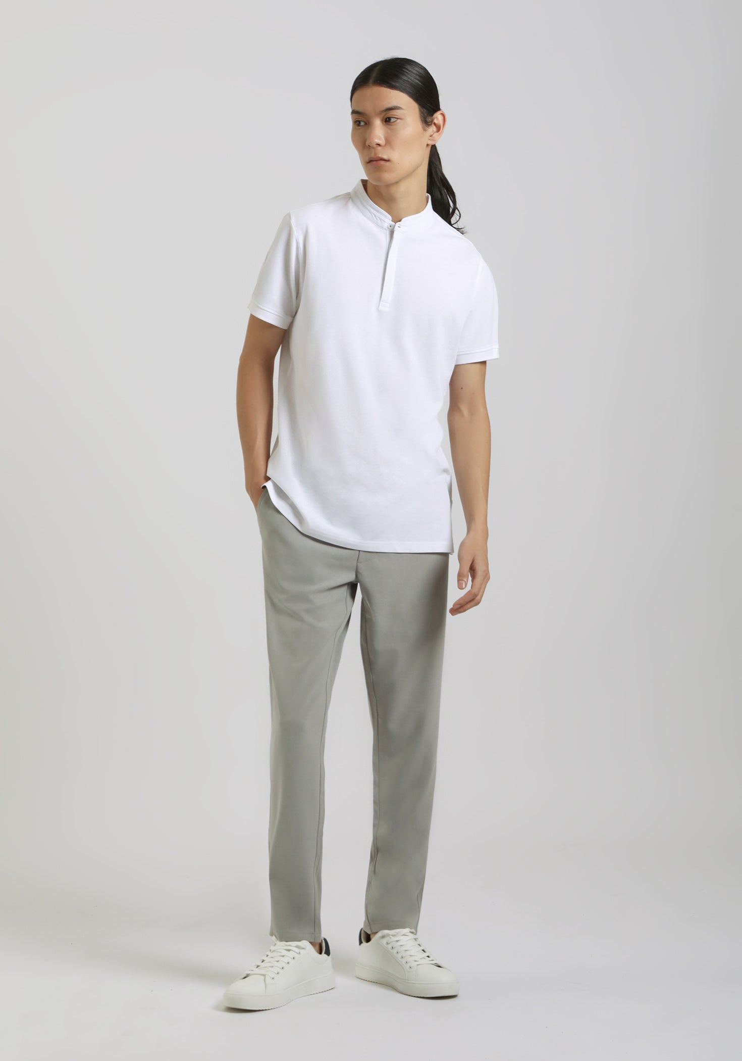 Polo coreana 100% cotone|Colore:Bianco
