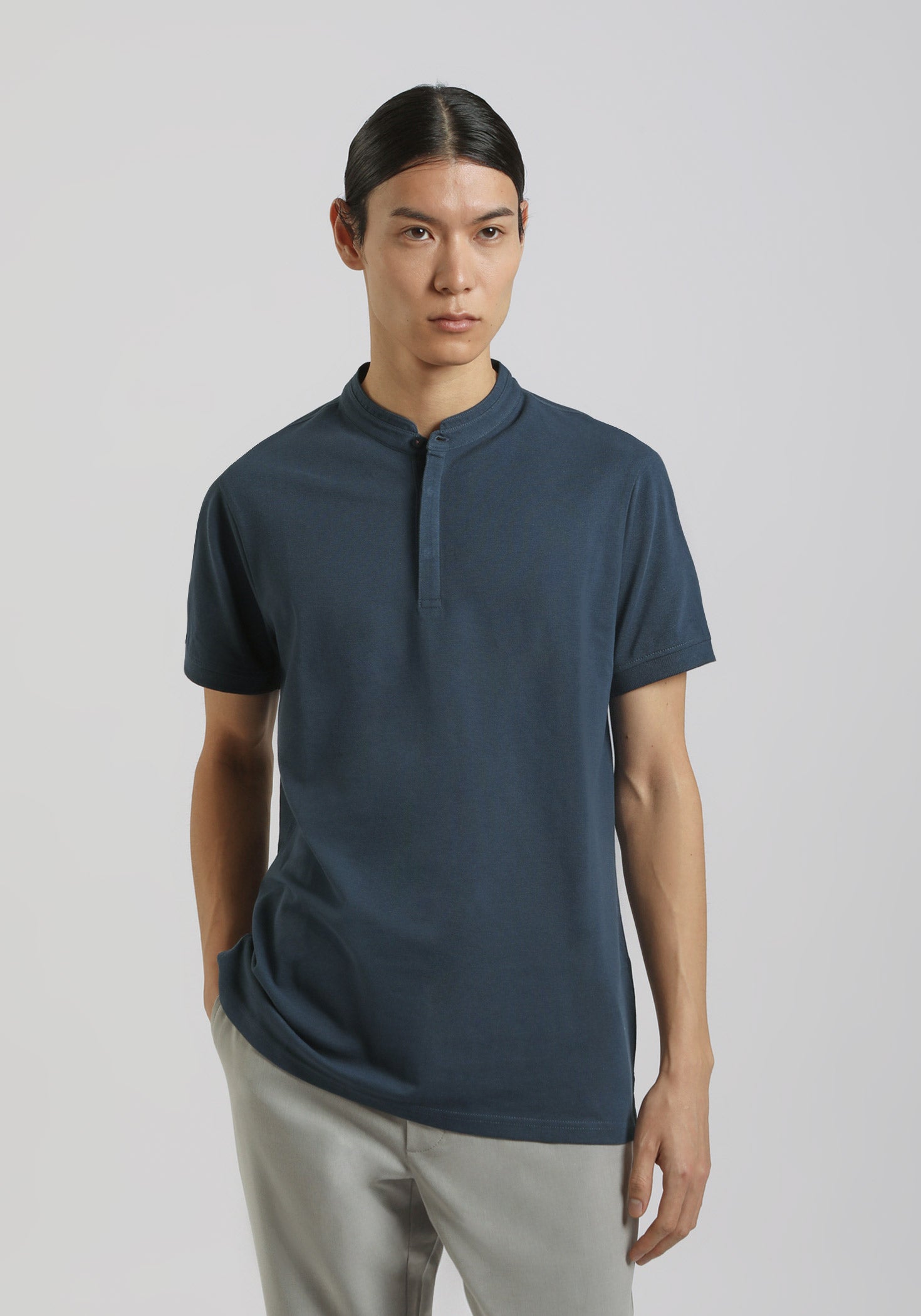 Polo coreana 100% cotone|Colore:Jeans
