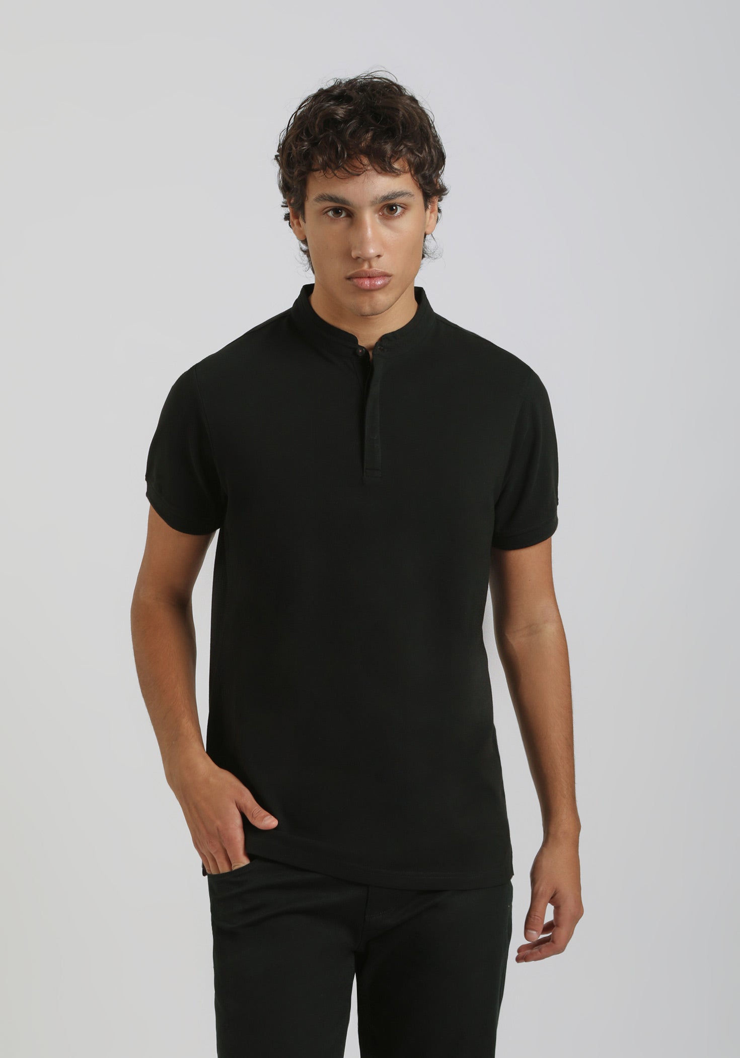 Polo coreana 100% cotone|Colore:Nero