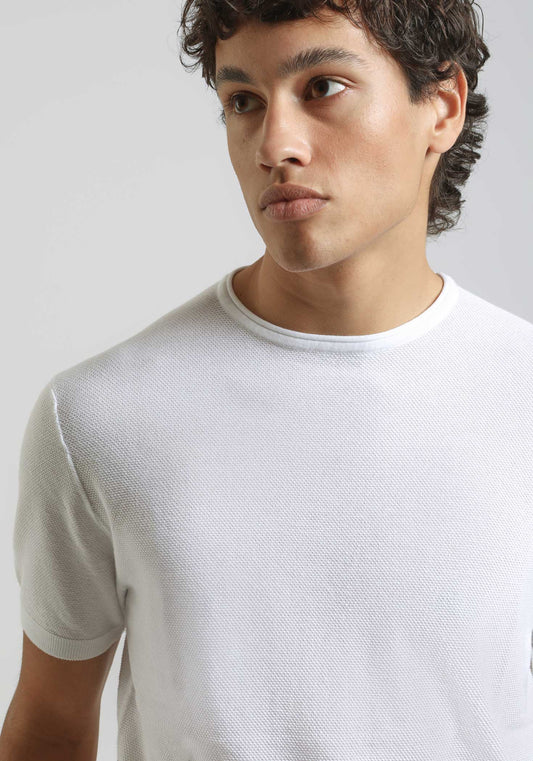 T-shirt in maglia|Colore:Bianco