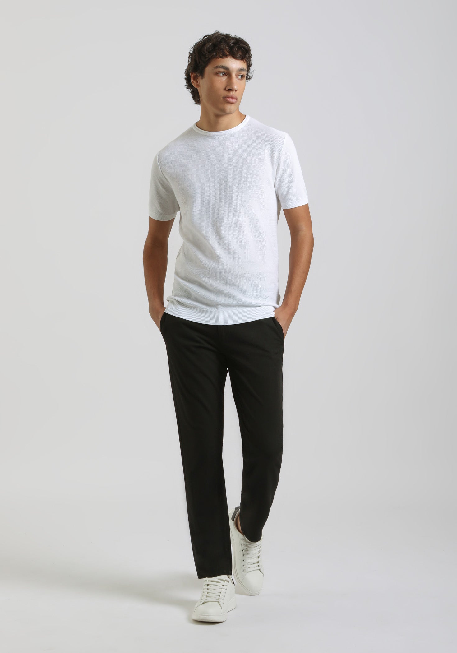 T-shirt in maglia|Colore:Bianco