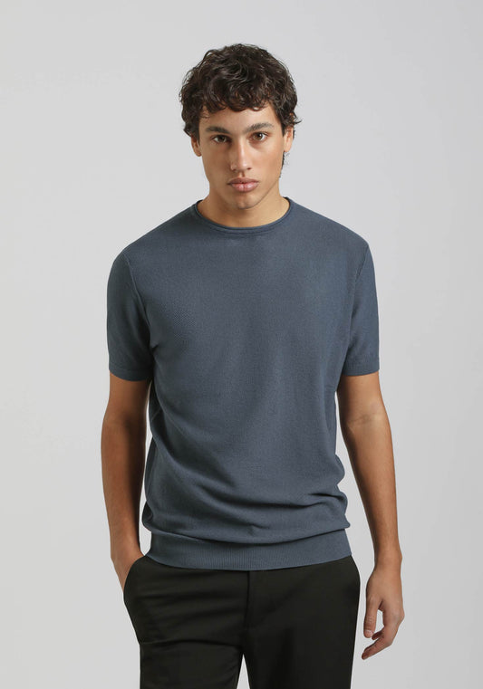 T-shirt in maglia|Colore:Denim