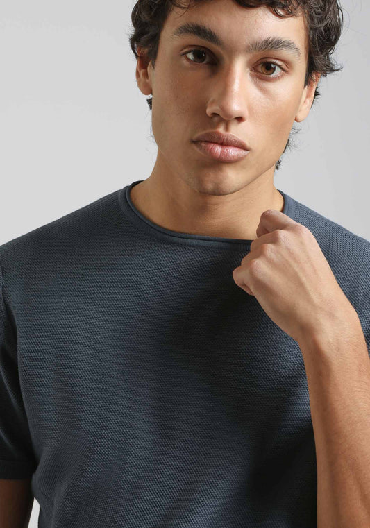 T-shirt in maglia|Colore:Denim
