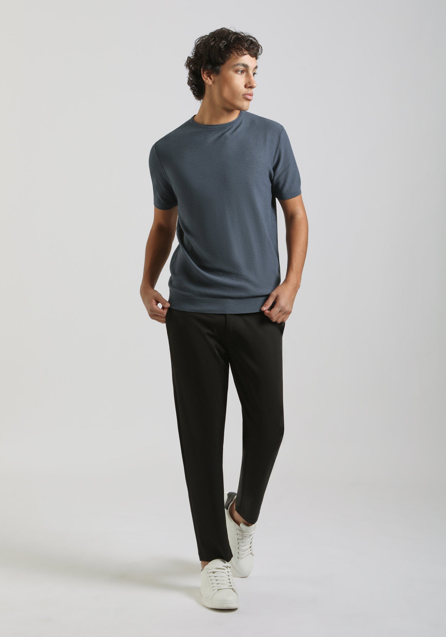 T-shirt in maglia|Colore:Denim