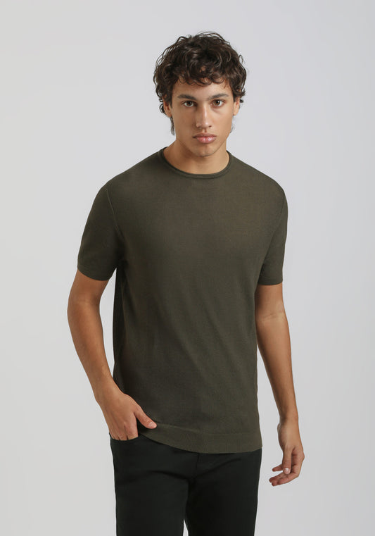 T-shirt in maglia|Colore:Verde scuro