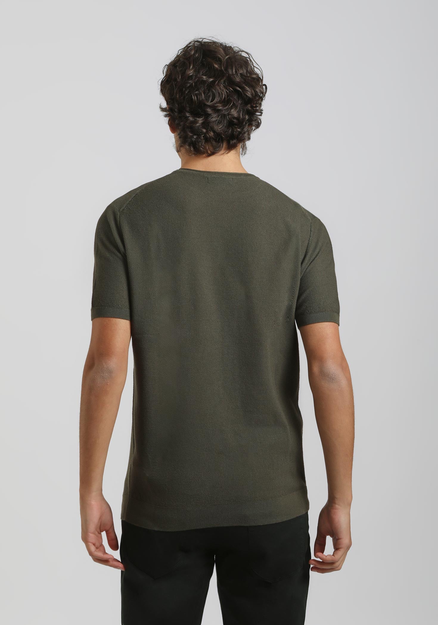 T-shirt in maglia|Colore:Verde scuro