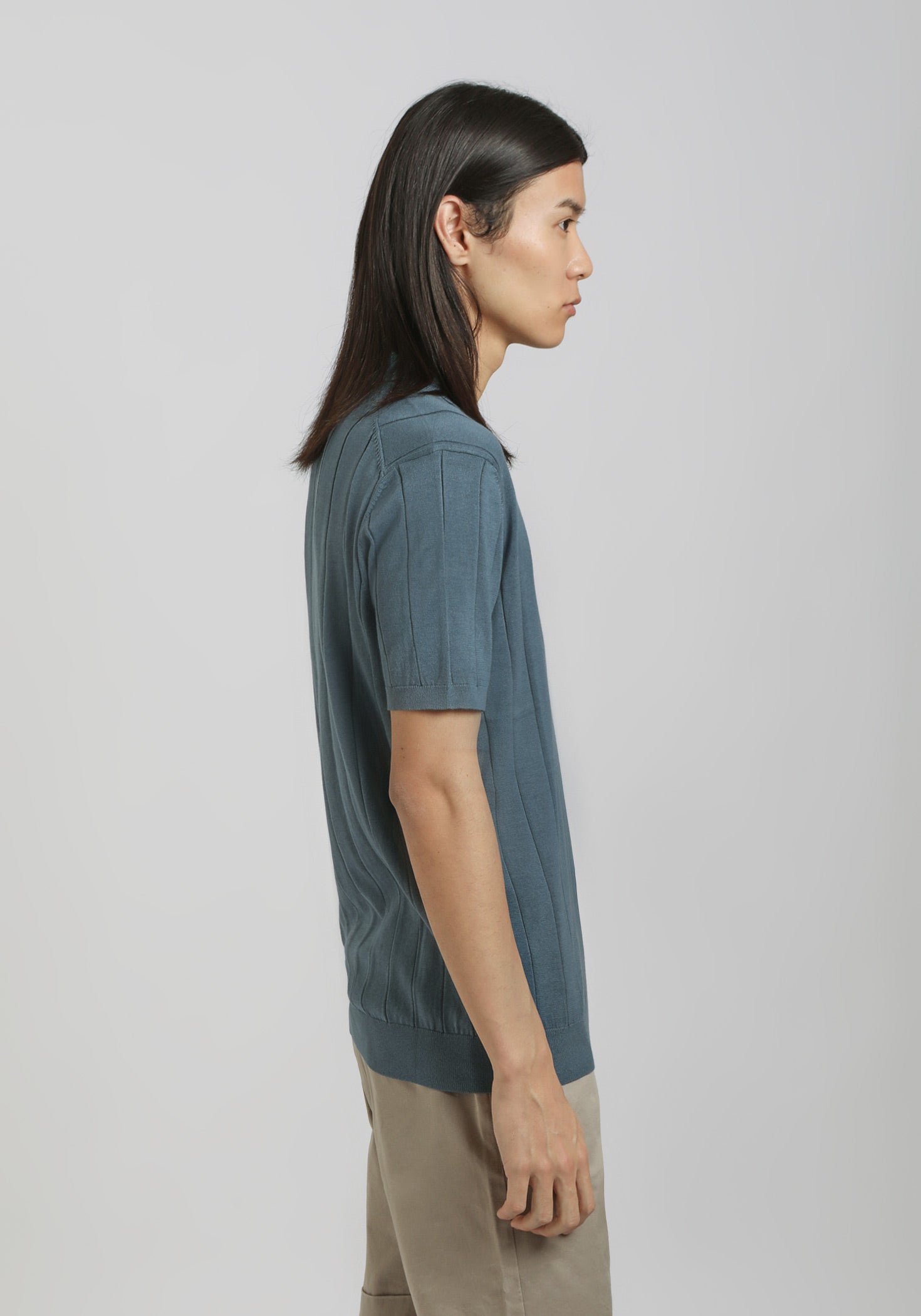 Polo in maglia a coste|Colore:Ciano