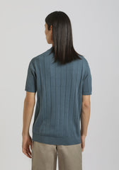 Polo in maglia a coste|Colore:Ciano