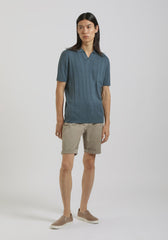 Polo in maglia a coste|Colore:Ciano