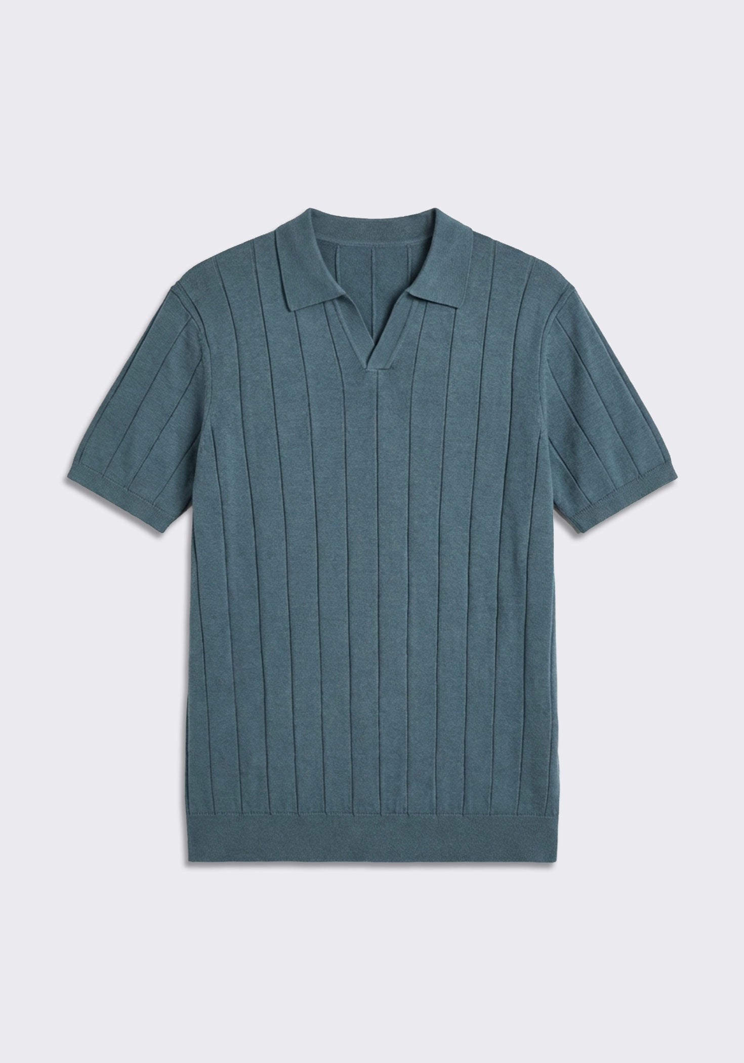 Polo in maglia a coste|Colore:Ciano
