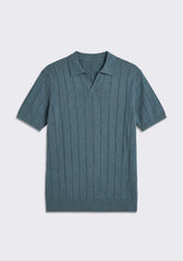 Polo in maglia a coste|Colore:Ciano